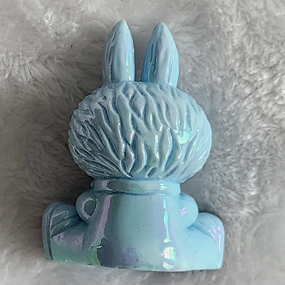 Blue Labubu Bunny Figurine With Logo - Picture 3 of 5